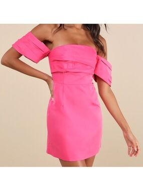 Lulus hot pink off the shoulder mini dress